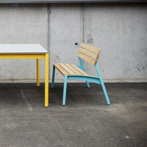 Moderne Bank für den öffentlichen Raum - MINI VERA LVE150 - egoé - Holz / Stahl / HPL