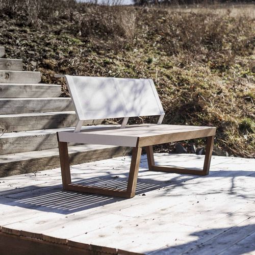 Moderne Gartenbank - BARKA BA120 - egoé - Holz / Batyline® / Stahl