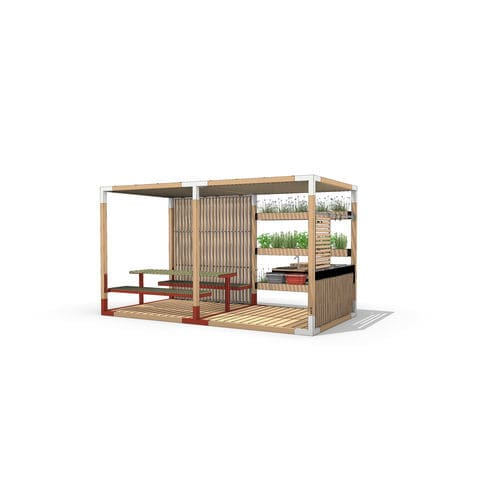 Selbsttragende Pergola - LEVSETH1202 - egoé - Holz / maßgefertigt / modulierbar