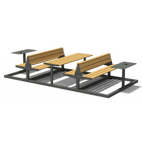 Moderner Picknicktisch - U4-630 - egoé - Massivholz / Gestell aus heißlackiertem Stahl / Gestell aus galvanisiertem Stahl