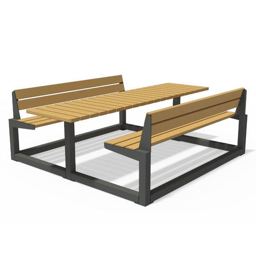 Moderner Picknicktisch - U4-650 - egoé - Massivholz / Gestell aus heißlackiertem Stahl / Gestell aus galvanisiertem Stahl