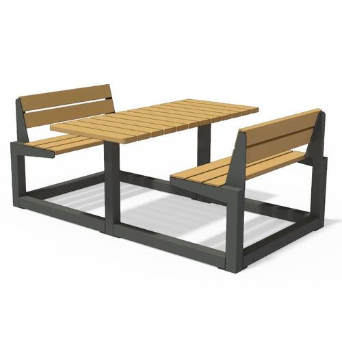 Moderner Picknicktisch - U4-660 - egoé - Massivholz / geöltes Holz / Gestell aus heißlackiertem Stahl