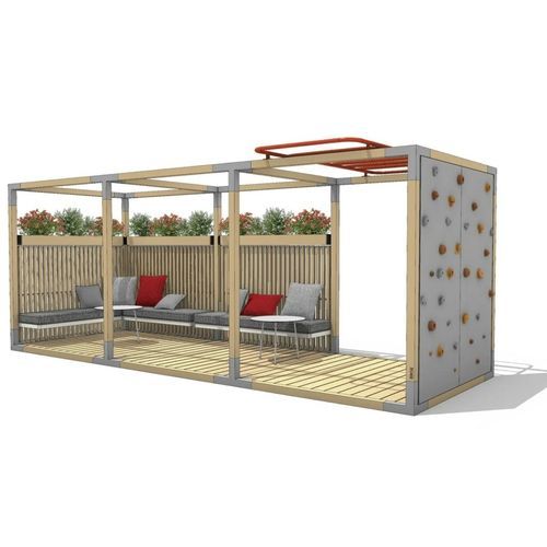 Lounge-Gartenmöbel / mit Überdachung - Y Living room - egoé - modern / Stoff / Lärche