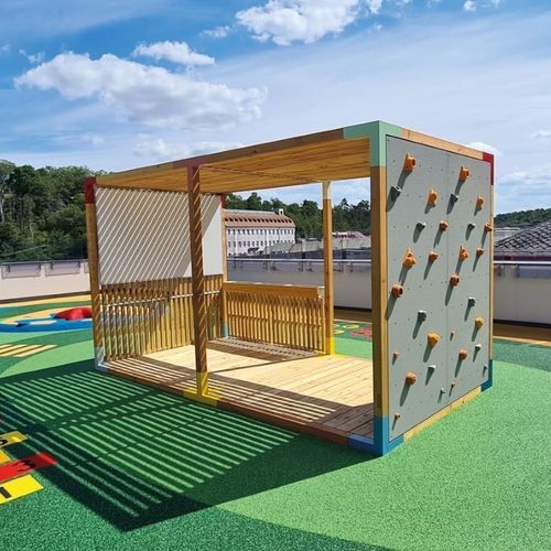 Spielplatzgerät mit Überdachung - Y - egoé - galvanisiertem Stahl / thermolackierter Stahl / Lärche