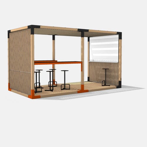 Modularer Einzelarbeitsplatz - Y6-SET1203 - egoé - für 6 Personen / Lärche / galvanisiertem Stahl