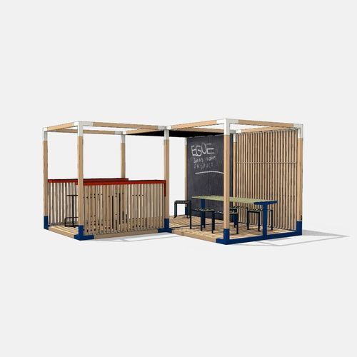 Einzelarbeitsplatz für Meetings - Y6-SET1352 - egoé - modular / Lärche / galvanisiertem Stahl
