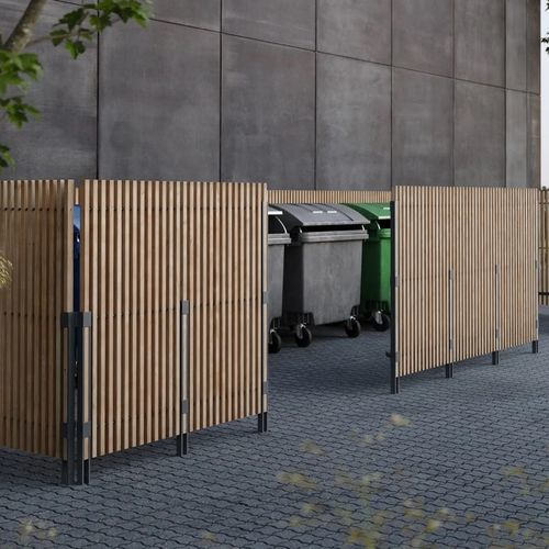 Mülltonnenbox für professionellen Gebrauch - M1-S33 segment - egoé - galvanisiertem Stahl / thermolackierter Stahl / Akazie