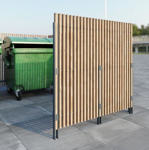 Mülltonnenbox für professionellen Gebrauch - M1-S32 connect - egoé - galvanisiertem Stahl / thermolackierter Stahl / Akazie