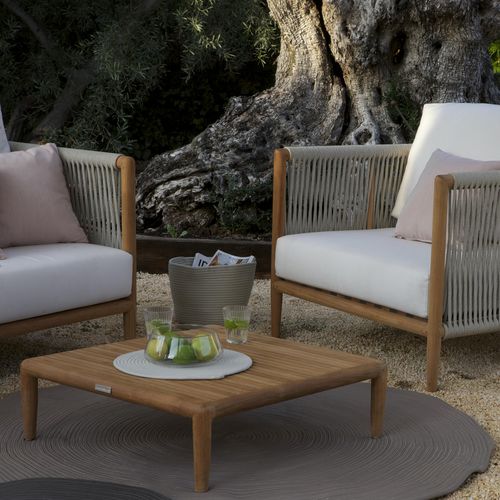 Moderner Couchtisch - SAONA - GreenDesign - Teakholz / quadratisch / für Privatgebrauch