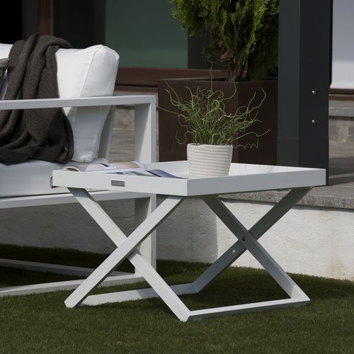 Moderner Beistelltisch - MIMI - GreenDesign - lackiertes Aluminium / quadratisch / klappbar