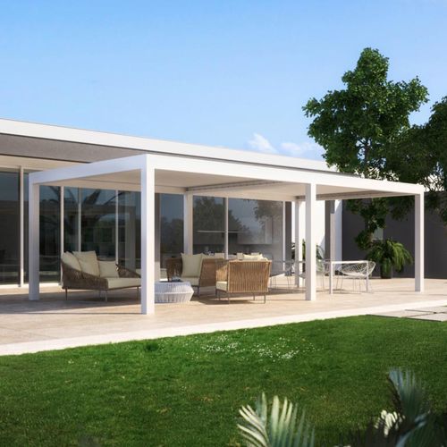 Selbsttragende Pergola - BIOSHADE - GreenDesign - angebaut / Aluminium / aus lackiertem Aluminium