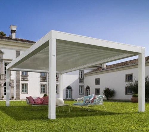 Selbsttragende Pergola - BIOSHADE PLUS - GreenDesign - angebaut / Aluminium / aus lackiertem Aluminium