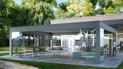 Selbsttragende Pergola - BINOMIO - GreenDesign - angebaut / Aluminium / extrudiertes Aluminium