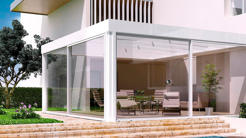 Selbsttragende Pergola - VIEW - GreenDesign - angebaut / Aluminium / Polycarbonat