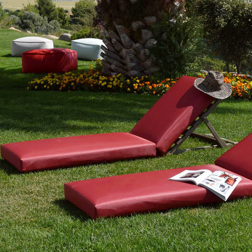 Moderne Sonnenliege - FEZ - GreenDesign - Stoff / Teakholz / für Garten