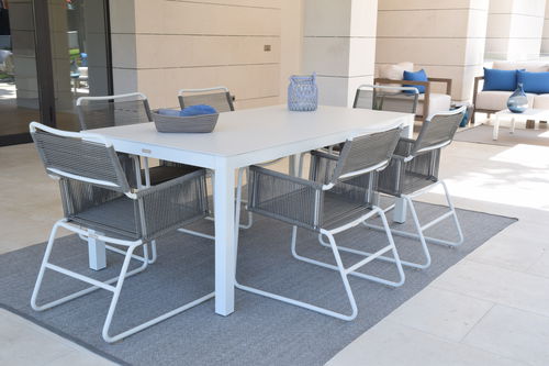 Moderner Esstisch - LUNCH 6 - GreenDesign - Aluminium / Mineralwerkstoff / rechteckig