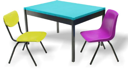 Moderne Tisch- und Stuhlkombination - RECTANGULAR FORTALEZA / DURABLE - Mobiliario, S.A de C.V. - für den Innenraum / für Kinder / für Schulen