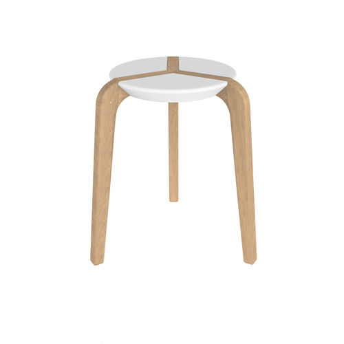 Moderner Hocker - Boulon Blanc - Eiche / lackiertes Holz / mit 3 Beinen