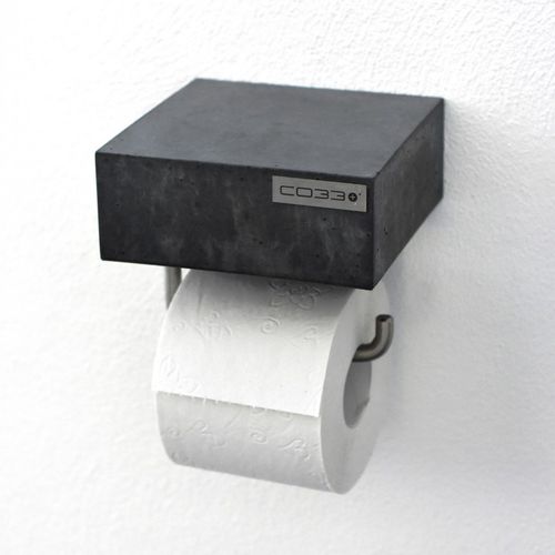 Wandmontierter WC-Rollenhalter - balneos - CO33 - Edelstahl / Beton / schwarz