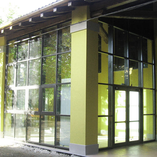 Vorhangfassade / freitragende Struktur - MULLIONS AND TRANSOMS - MAPIER GROUP S.R.L. - aus Aluminium und Glas / transparent