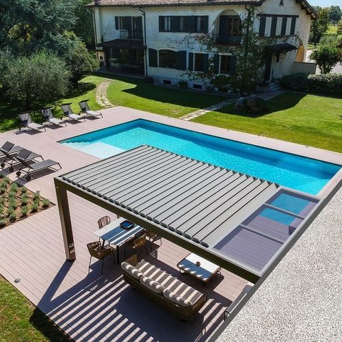 Selbsttragende Pergola - R660 - BT Group - Aluminium / Glas / mit orientierbaren Lamellen