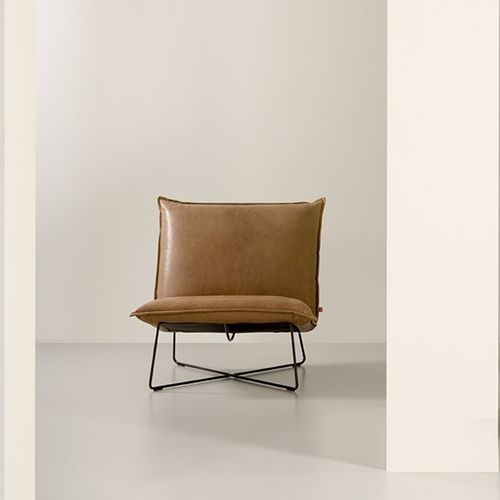 Moderner Sessel - Earl - Jess - Stoff / Leder / braun