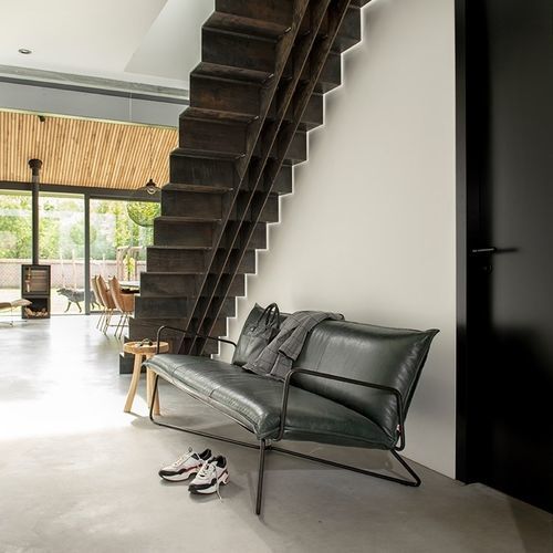 Modernes Sofa - Earl  - Jess - Stoff / Leder / braun