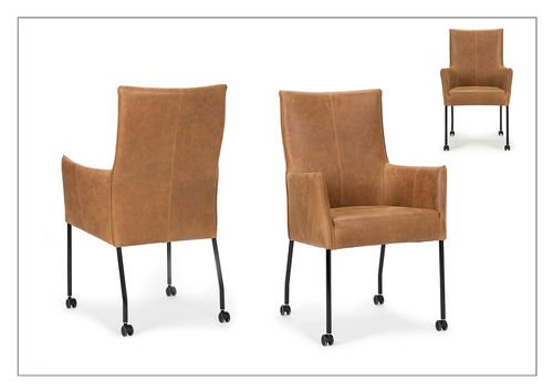 Moderner Sessel - AUCKLAND - Unik - Leder / Stoff / mit Rollen