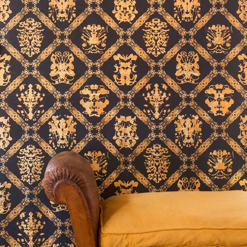 Klassische Tapete - RORSCHACH - FLAVOR PAPER - Polyester / Damast-Motiv / gold