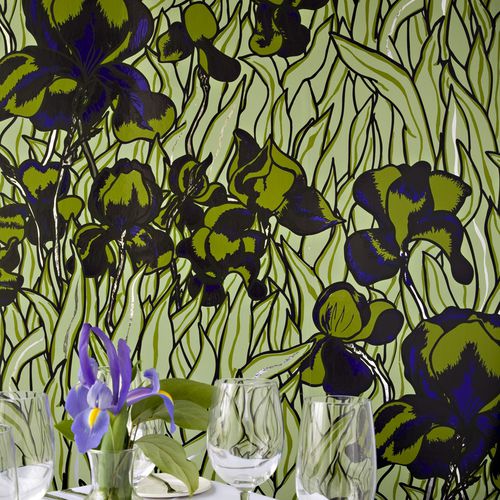 Moderne Tapete - IRIS - FLAVOR PAPER - Polyester / Blumenmotive / handbedruckt
