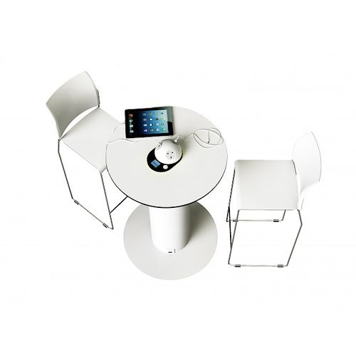 Tisch / originelles Design - EPOWERTABLE - WAVEinside - Holz / Gestell aus Metall / rund