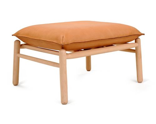 Fußschemel / skandinavisches Design - IGMAN - Zanat - Leder / Eiche / Nussbaum