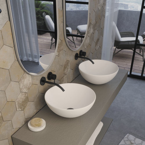 Aufsatzwaschbecken - Dynamic - QUARE DESIGN - Harz / nach Maß / kreisförmig