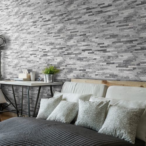 Natursteindekorplatte - LUNARO - STEGU SP. Z O.O. - für Innenausbau / weiß / Ziegeloptik