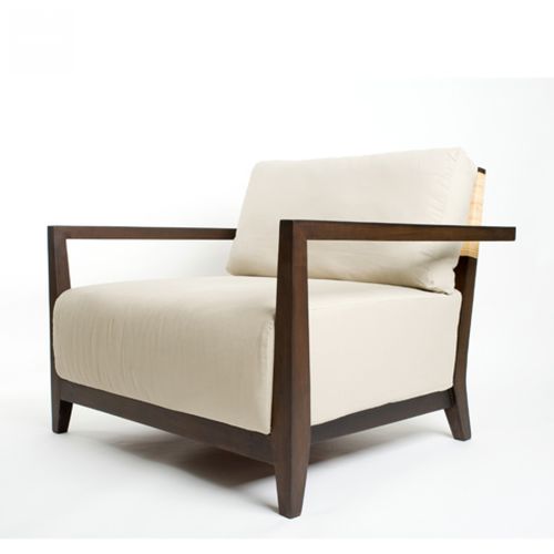 Moderner Sessel - MOREL : J10CH-0008 - Corner 43 Decor - Stoff / Teakholz / Rattan