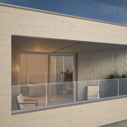 Geländer / anodisiertes Aluminium - DEFENDER PICO - Logli Massimo Spa - Glas / Glasplatten / für Außenbereich