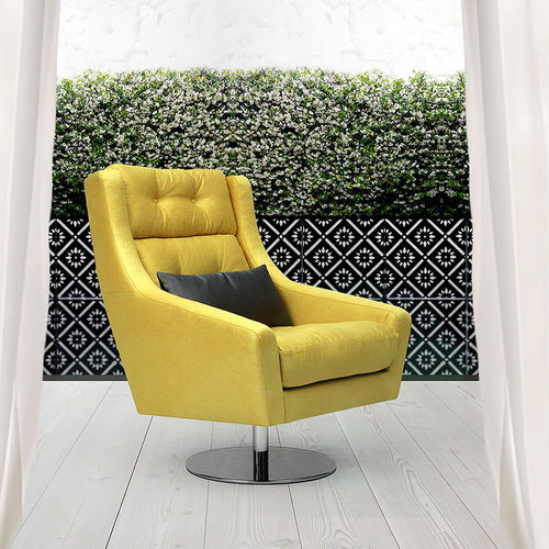 Moderner Sessel - CROWN - Larforma - Leder / Stoff / Edelstahl