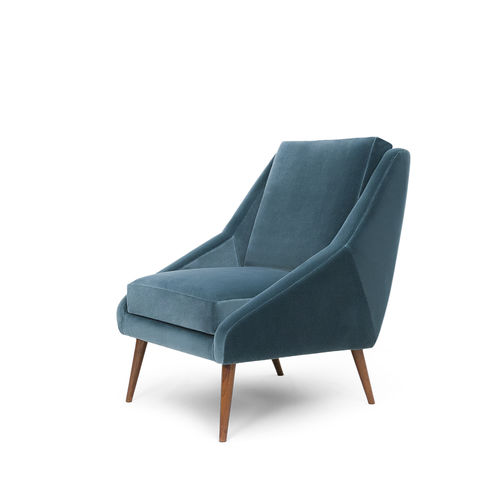 Moderner Sessel - Obama Armchair - Larforma - Stoff / Buche / blau