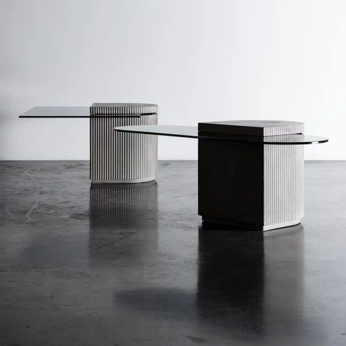 Moderner Couchtisch - STRUT  - Lyon Béton - Glas / Faserbeton / Gestell aus Faserbeton