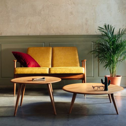 Moderner Couchtisch - FOX - 366 Concept - Eiche / Massivholz / rund