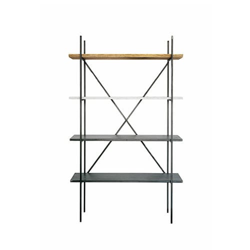 Modernes Regal - INDUSTRIAL - NUTSANDWOODS - Eiche / Eisen / Marmor