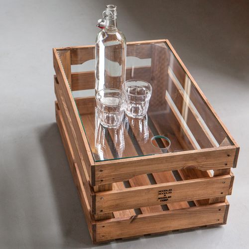 Moderner Couchtisch - HOLZKISTEN  - NOODLES NOODLES & NOODLES CORP. - Holz / Glas / rechteckig