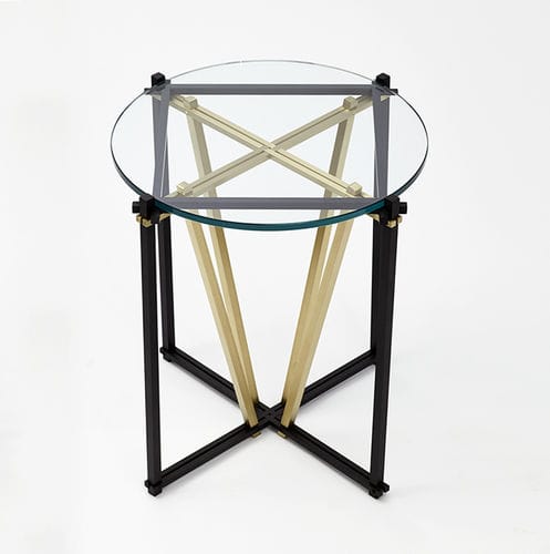 Moderner Beistelltisch - TENSEGRITY - Gabriel Scott - Hartglas / Stahl / rund