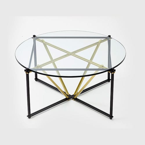 Moderner Couchtisch - TENSEGRITY - Gabriel Scott - Hartglas / Stahl / rund