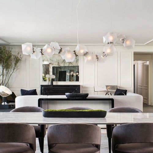 Kronleuchter / originelles Design - WELLES GLASS - Gabriel Scott - geblasenes Glas / Stahl / Nickel