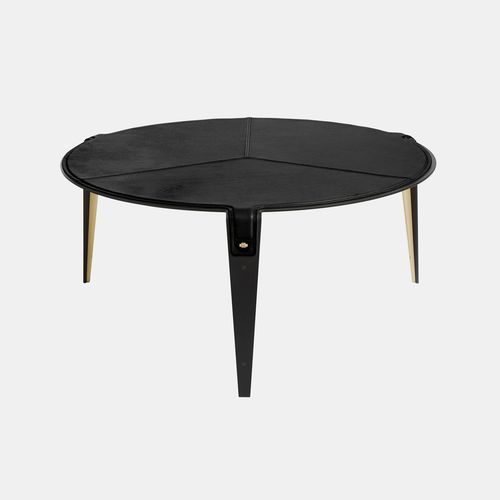 Moderner Couchtisch - BARDOT  - Gabriel Scott - Leder / Gestell aus Metall / rund