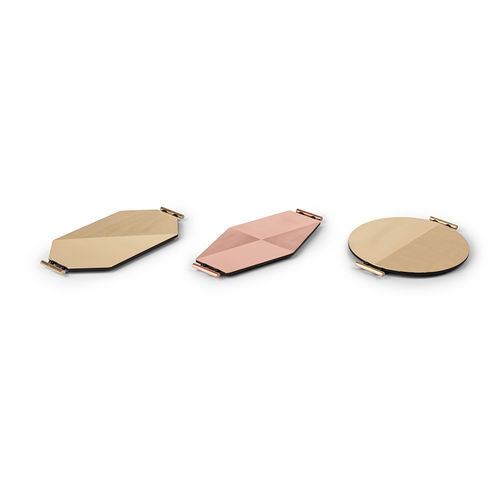 Messing-Serviertablett - SATIN - MINGARDO - Eisen / poliertes Messing / für Privatgebrauch