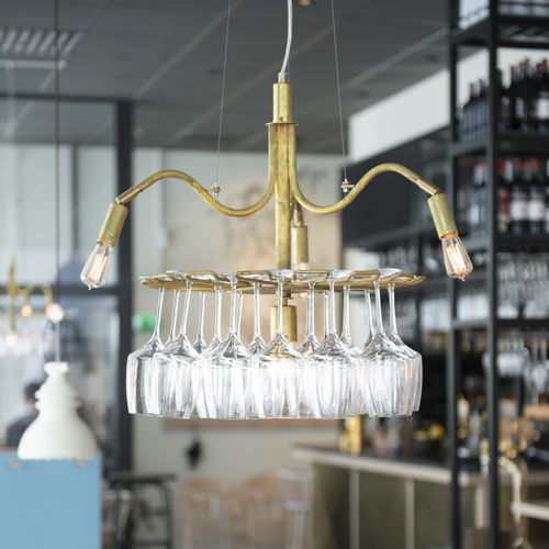Kronleuchter / originelles Design - Karamell  - ORSJO - Messing / Glas / 4 Glühbirnen