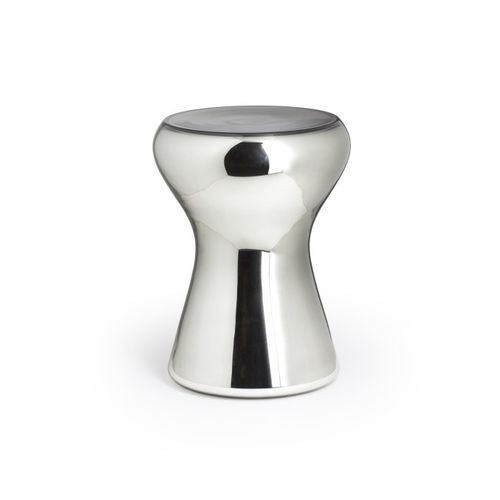 Moderner Hocker - ONE TO THREE - Verreum - geblasenes Glas / silberfarben