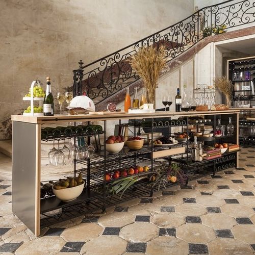 Bartheke - LARGE - L’Atelier du Vin - Massivholz / Metall / gerade